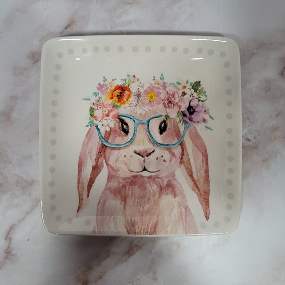 Envogue Other - New Easter Lop Bunny Glasses Flowers Square Plate